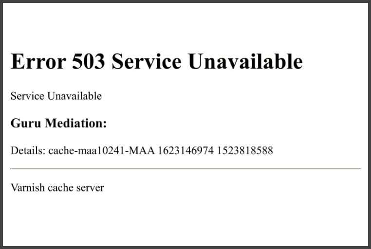 What is Error 503 Service Unavailable & Guru Mediation