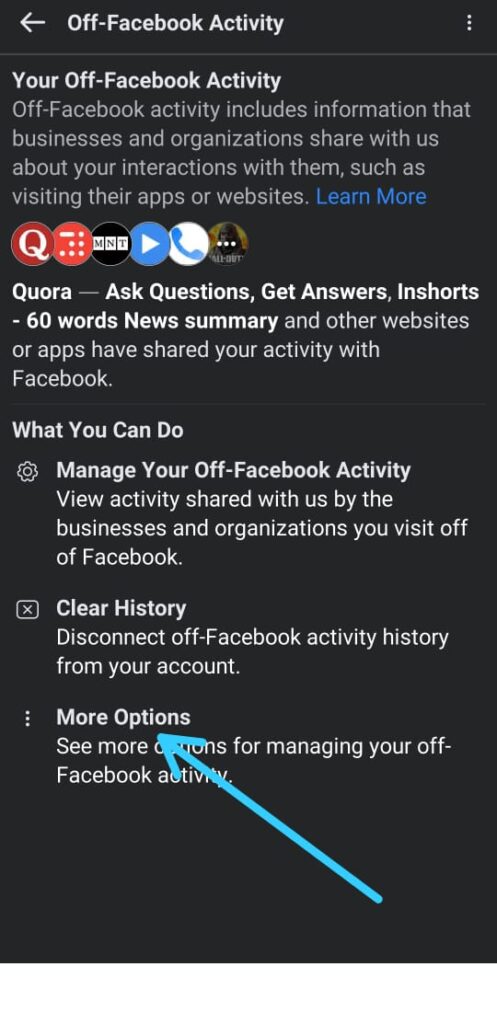 How to turn off your off-Facebook activity for all apps and websites