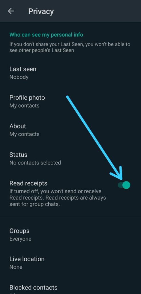 How to turn off blue tick in WhatsApp android