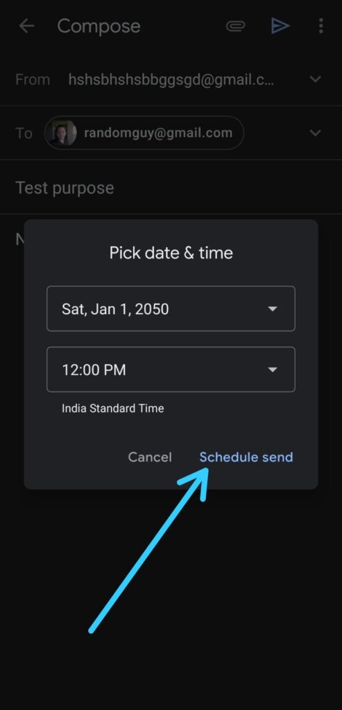 How to schedule an email in the Gmail app