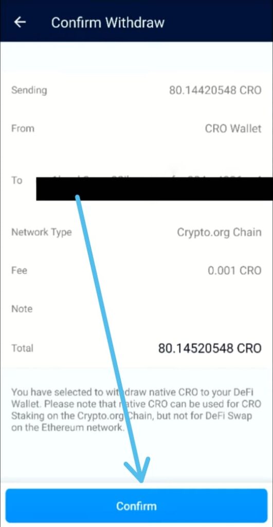 How to transfer from Crypto.com to Defi Wallet
