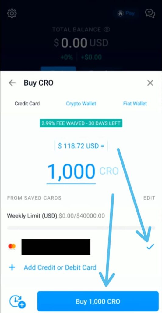 How to buy on Crypto.com with a credit/debit card