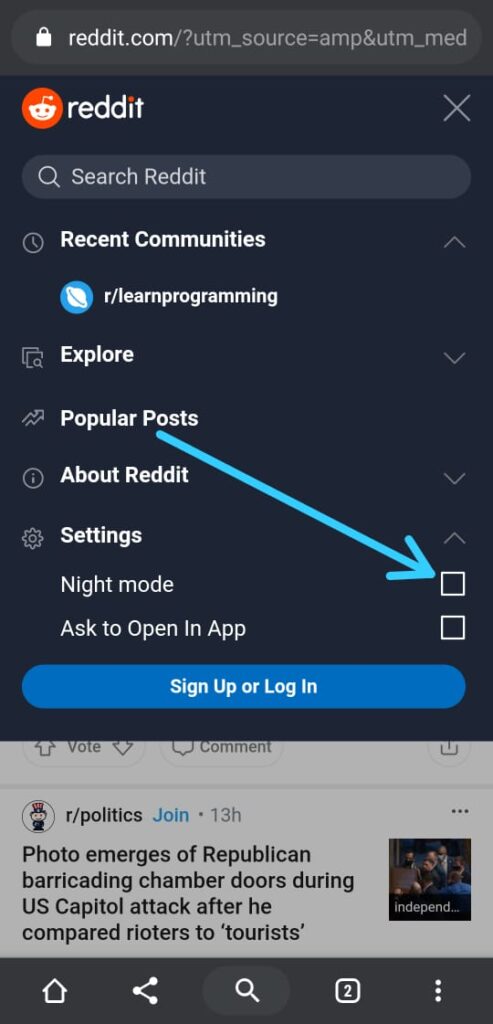 How to enable Reddit dark mode on the website