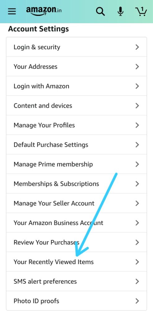 How to clear search History on Amazon shopping App