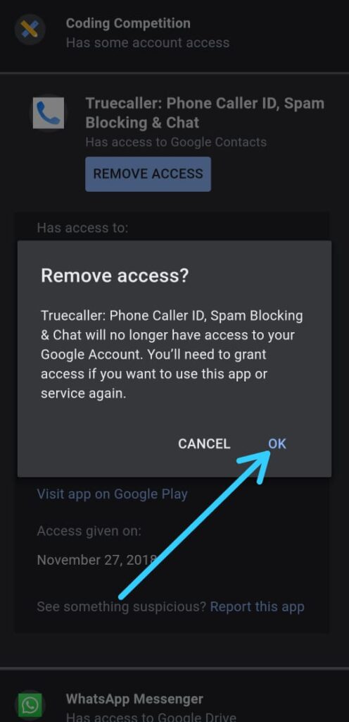 How to remove Truecaller from Google account