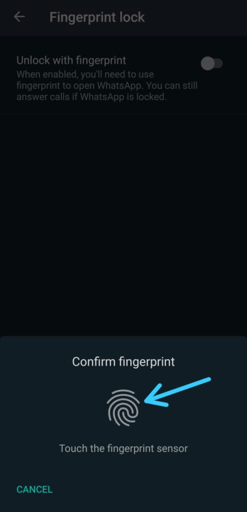 How to use WhatsApp Fingerprint lock on Android