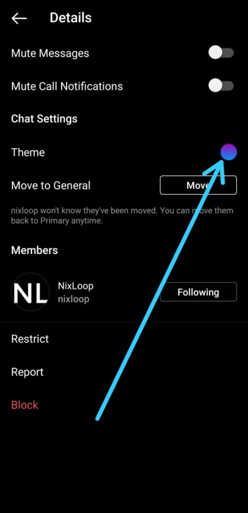 How to change the chat theme on Instagram for all chats
