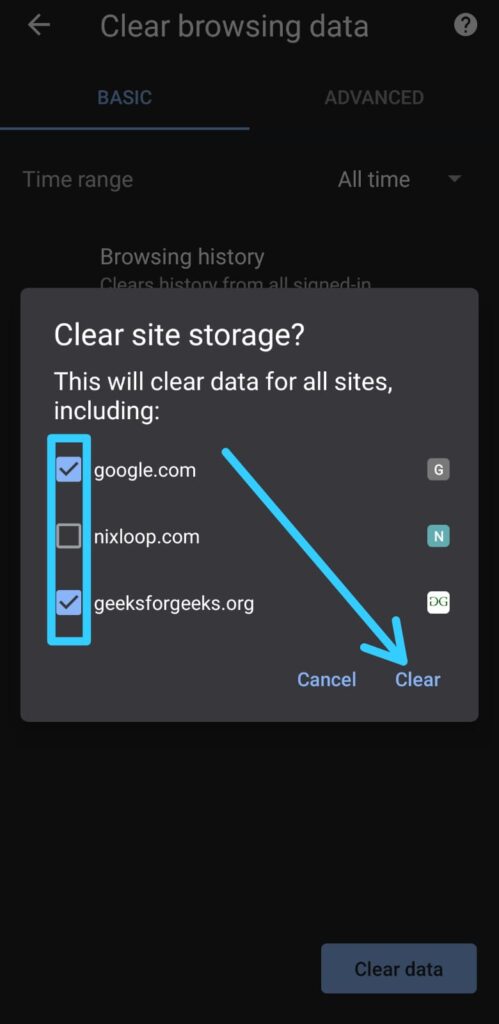 How to Clear Cookies and Site Data in Google Chrome App on Android