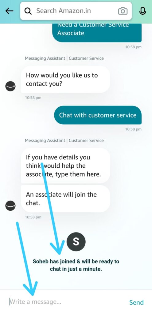 How to chat with Amazon customer care in Amazon App