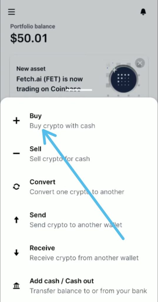 How to buy crypto on the Coinbase app