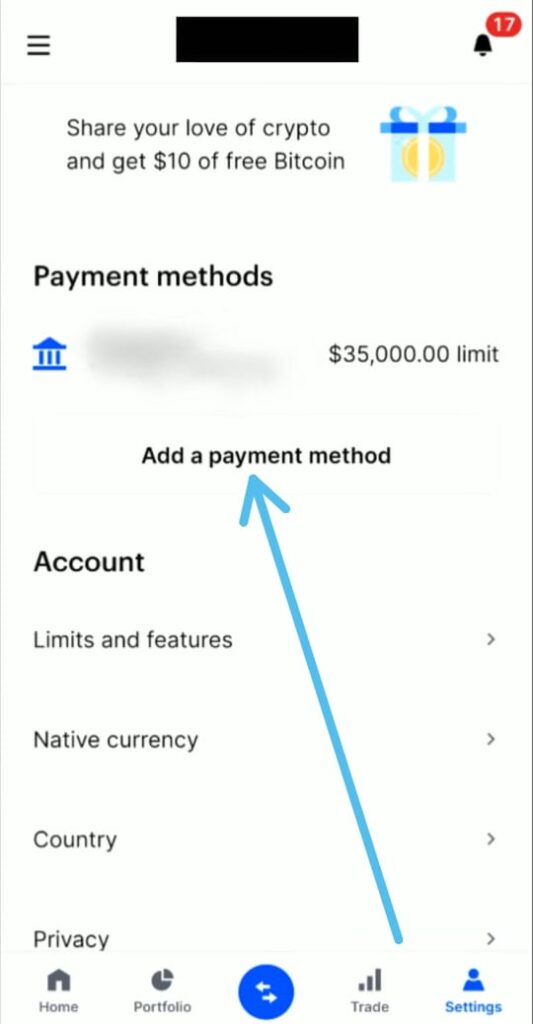 How to add Bank Account to Coinbase