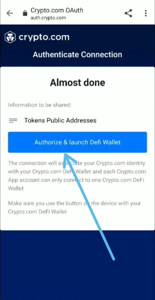 How to connect Crypto.com App to Defi Wallet