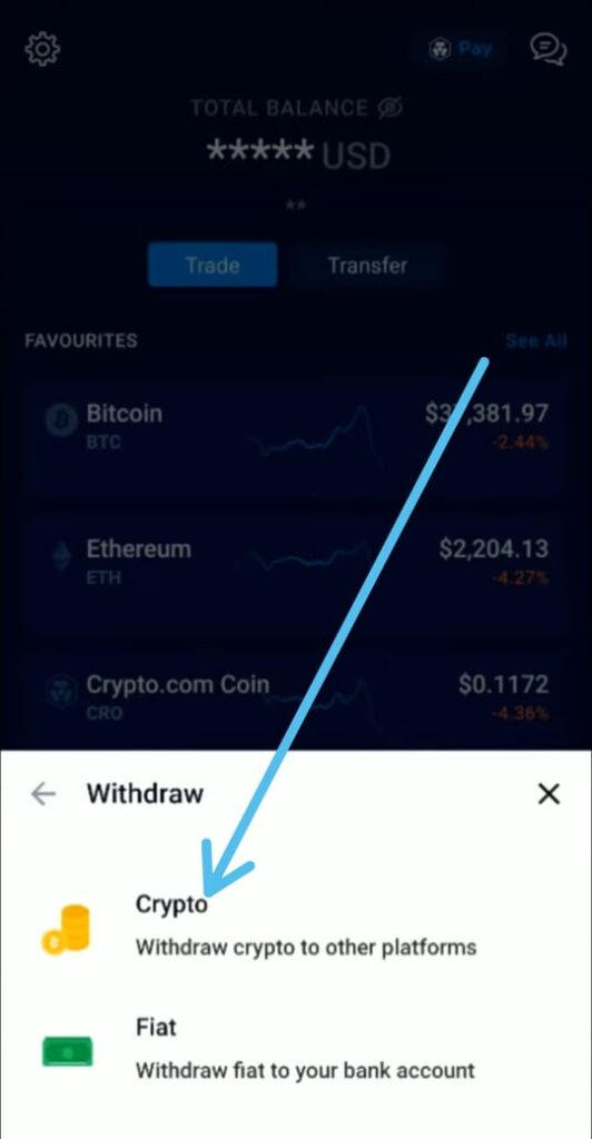 How to transfer from Crypto.com to Defi Wallet