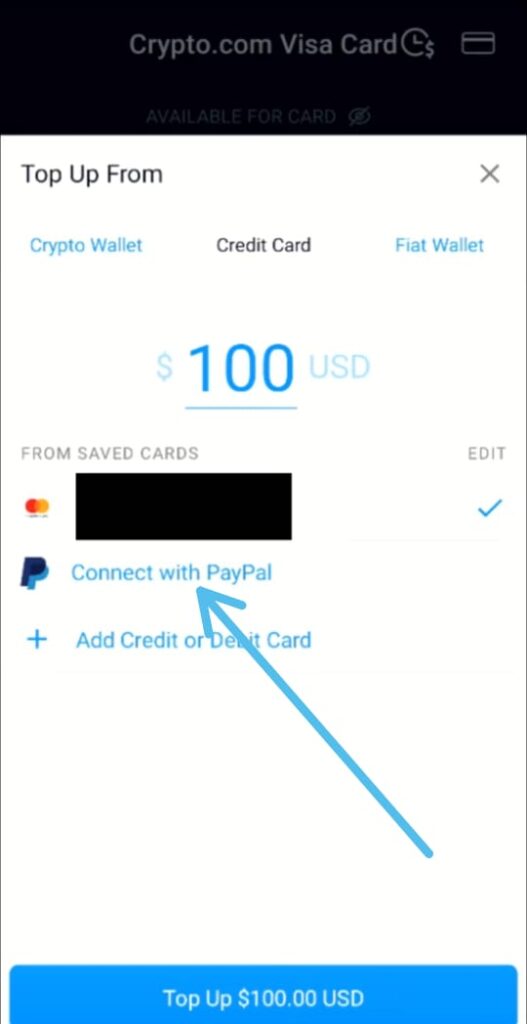 How to Top Up Visa Card With Paypal in Crypto.com