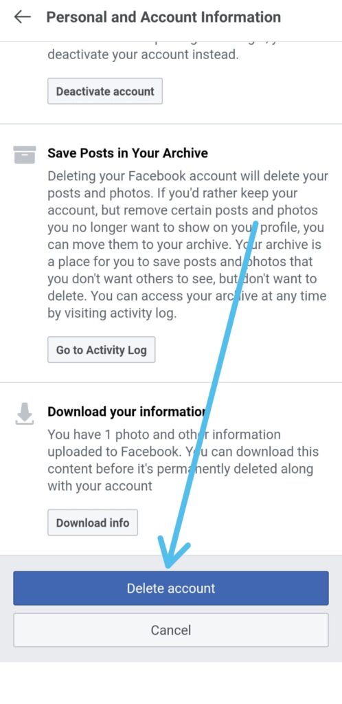 How to Deactivate Facebook Account with Facebook Lite App