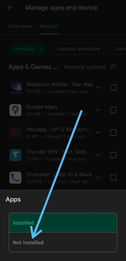 How to see deleted apps on Android