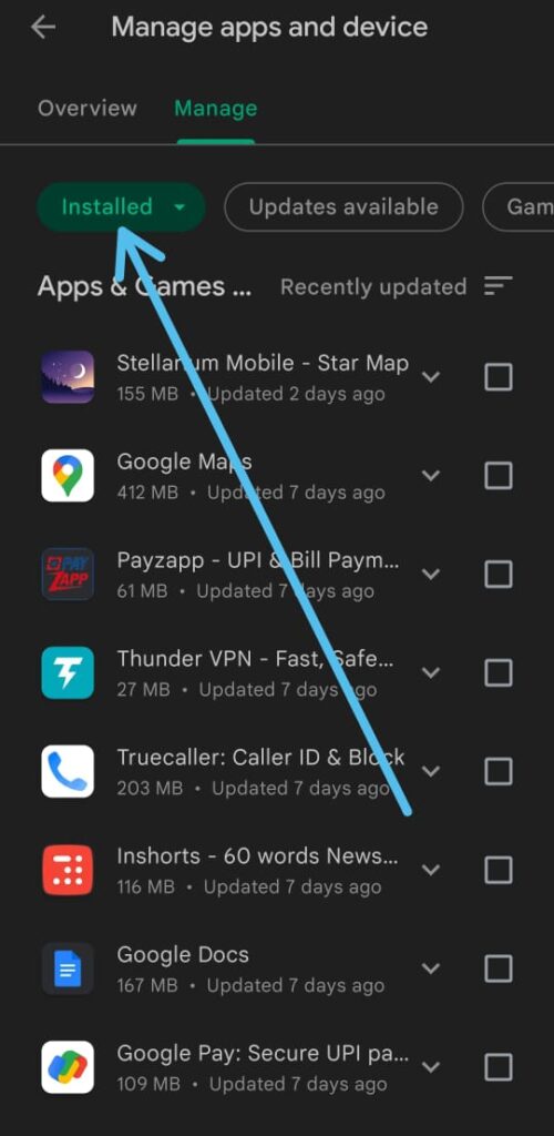 How to see deleted apps on Android