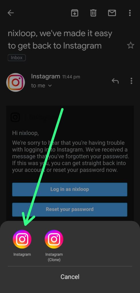 Instagram black screen problem