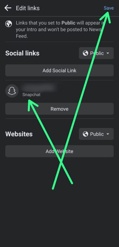 How to add a Snapchat link to Facebook