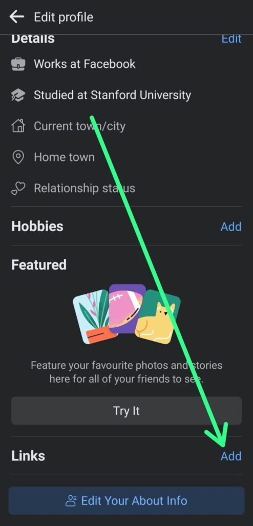 How to add a Snapchat link to Facebook