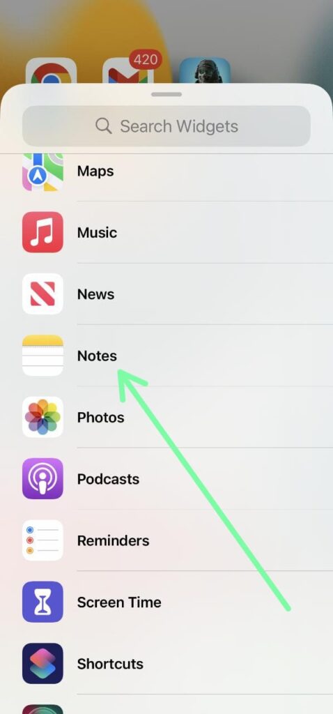 put notes on Home Screen iPhone iOS 16