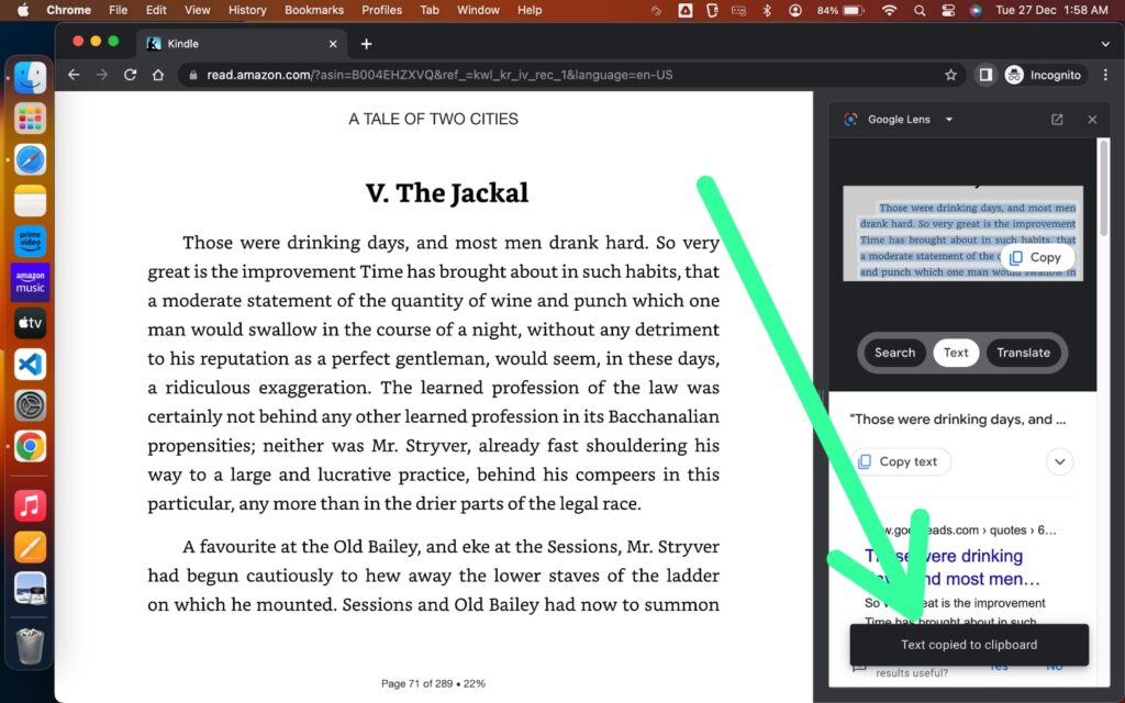 How to copy text from Kindle Cloud Reader