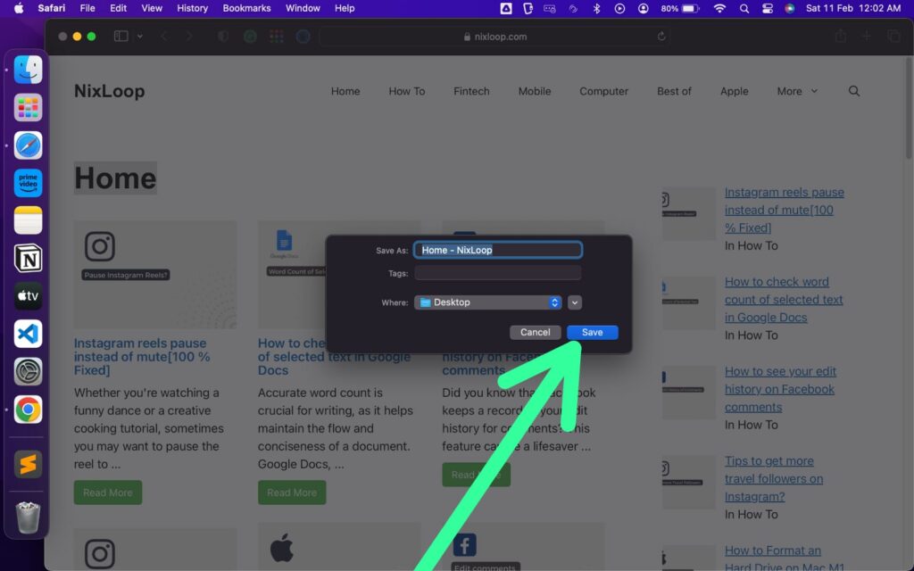 How to take a screenshot of an entire webpage in Safari on a Mac?