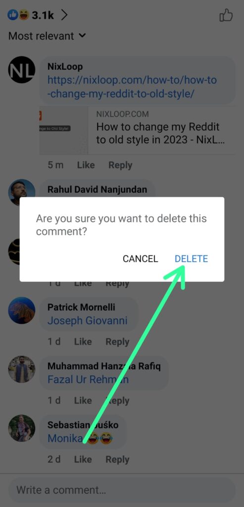 How to delete my own comment on Facebook?