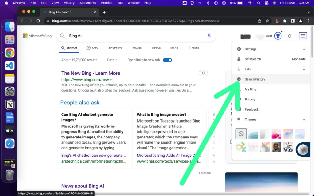 How to Find my Search History on Bing Chat AI